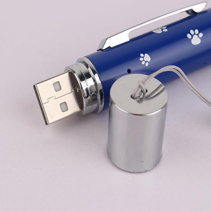 EAWONGEE Rechargeable Cat Toys - Indoor/Outdoor Cats Chase Light Toy for Kitty & Dog with 3 Light Modes, 5 Patterns, Blue