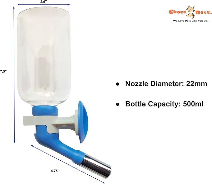 Choco Nose H570 Patented No Drip Large-sized Dog Water Nozzle, Recommended for Medium to Large -Sized Dogs, Enlarged Sized Leak-proof Nozzle, BPA Free, Nozzle Diameter: 22mm (Blue/White)