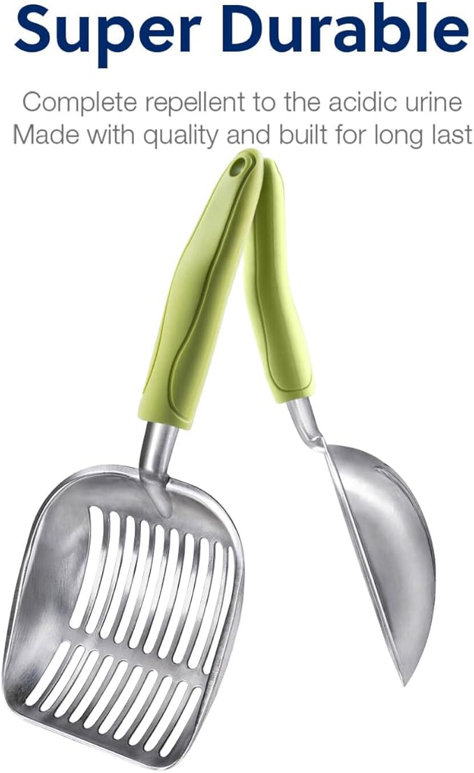 WePet Cat Litter Scoop, Aluminum Alloy Sifter, Kitty Metal Scooper, Deep Shovel, Long Handle, Poop Sifting, Kitten Pooper Lifter, Durable, Heavy Duty, for Litter Box