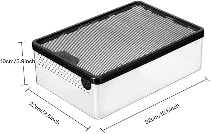 Reptile Feeding Box Snake cage Clear Terrarium for Snake Geckos Frog Lizards Chameleons Serpents Snake Scorpion Snail Insect Hermit Crab Isopods Reptiles Enclosure (12.6x8.6x3.9inch)