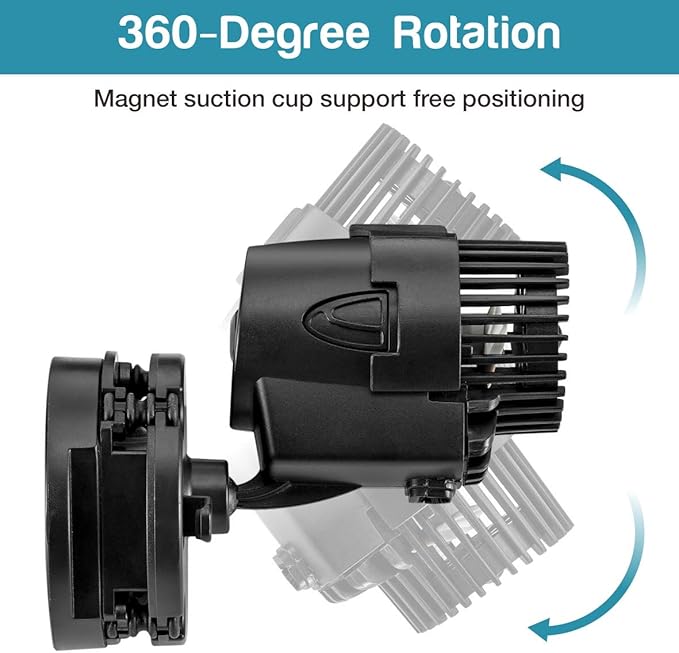 AQQA Wave Maker Pump, 530GPH Aquarium Circulation Pump 360 Degree Rotatable Submersible Powerhead Pump with Magnet Suction Base for Marine and Freshwater Aquariums（3W)