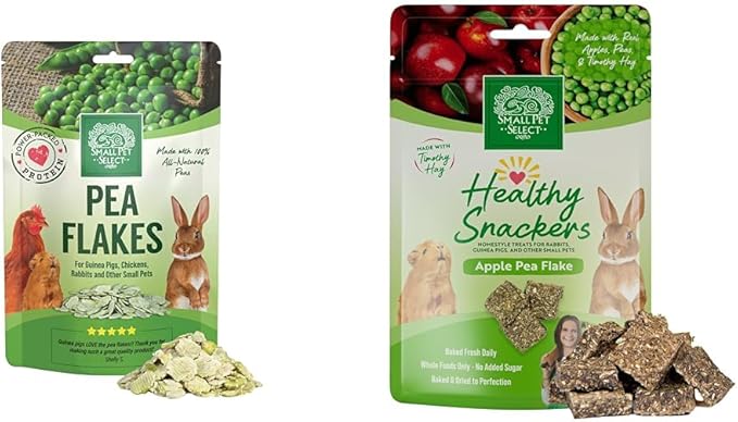 Small Pet Select- Pea Flakes, 8oz & Healthy Snackers - Apple Pea Flake, 2 oz