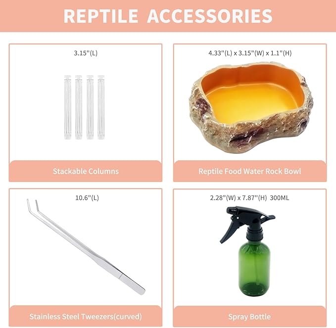 【No Assembly】 Reptile Tank Enclosure with Magnetic Button.16" * 10" * 8" Thicken Snake Enclosure Cage,Batch Stackable Reptile Breeding Tank for Insect,Fish,Tarantula,Hermit Crab,Jumping Spider