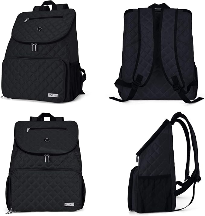 BAGLHER Dog Travel Bag, Airline Approved Pet Supplies Backpack, Dog Travel Backpack with 2 Silicone Collapsible Bowls and 2 Food Baskets, Black