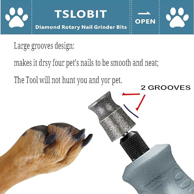 Diamond Dog Nail Grinder Bits for Rotary Tool,1/8" Nail Grinder Attachment for Dremel Grinder Replacement Heads Pets Nail Care Clippers for Medium Large Dogs,2-Pack（Large A&B）