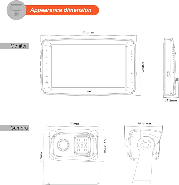 Wireless Backup Camera System with 7 inch Splitscreen, Waterproof Wireless Rear View Camera with Night Vision, Support add 2nd Wireless Reversing Camera for Trailer, RV, Trucks, Horse-Trailer, etc