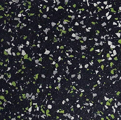 American Floor Mats - Extreme Rubber Gym Rubber - 1 Inch Thick Colorful Rubber Tiles - Superior Shock and Sound Absorbing - 35% Green/Grey/White 4 Tile Pack (Covers 16 Sq Ft)