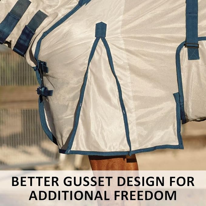 Schneiders Soft Interlock Mesh II Attached Neck Euro Bellyband Leg Shield Horse Fly Sheet | 80% UV Protection | SilverTek Lining