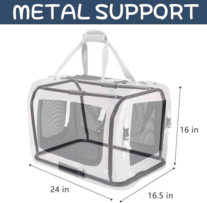 Extra Large Cat Carrier Soft Sided, Portable Small Dog Carrier for 2 Cats, 24"x16.5"x16" Car Travel Folding Comfortable Design, Navy
