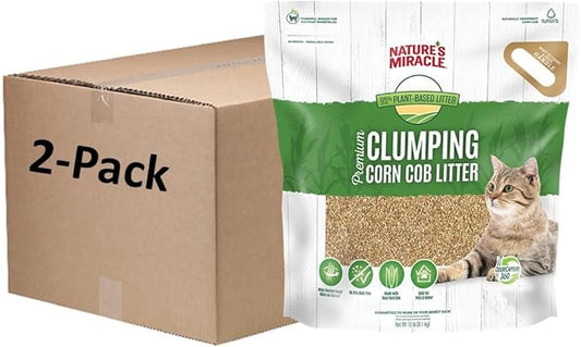Nature's Miracle Premium Clumping Corn Cob Litter, Tough Odor Bio-Enzymatic Formula, Dust Free, 18lb (2 pack)