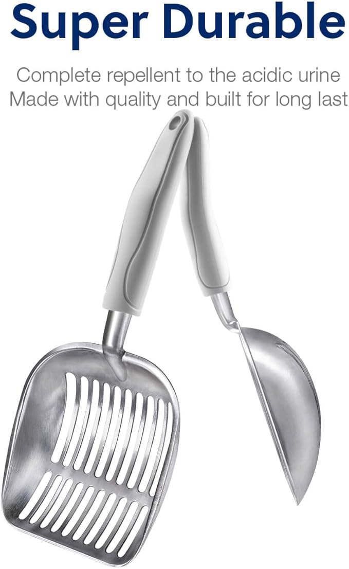 WePet Cat Litter Scoop, Aluminum Alloy Sifter, Kitty Metal Scooper, Deep Shovel, Long Handle, Poop Sifting, Kitten Pooper Lifter, Durable, Heavy Duty, for Litter Box