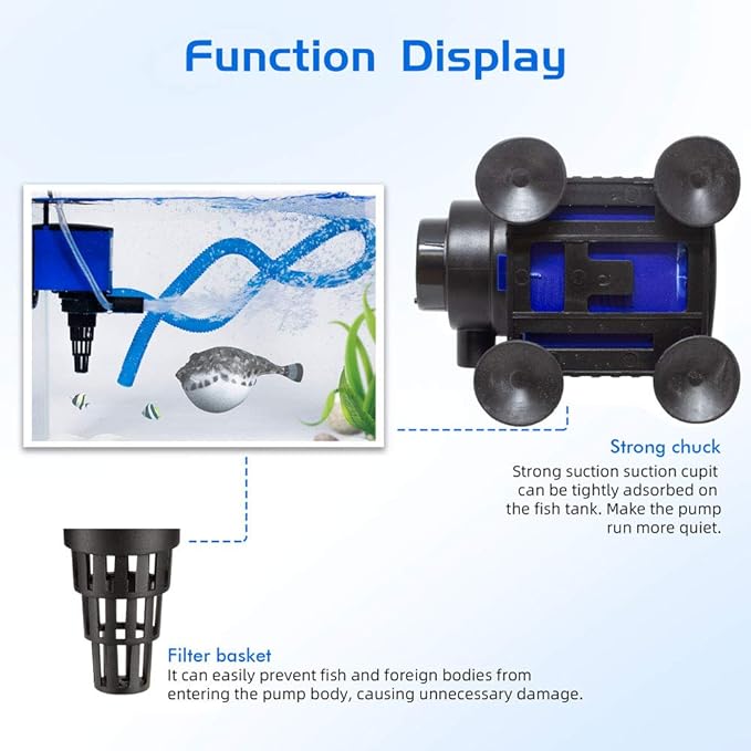 Water Pump 320 GPH Submersible Internal Aquarium Powerhead Water Pump Ultra Quiet for Aquarium,Fish Tank