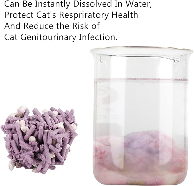 Tofu Cat Litter, Dust-Free Kitty Litter, Fast Drying, Ultra Absorbent Clumping Cat Litter Pellets, Lavender Odor Control, Less Scattering, Dust-Free Mixed.