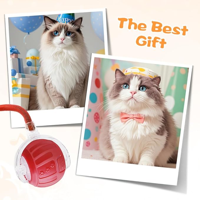 2026 New Interactive Pet Toy Ball, Smart Interactive Toy Ball for Cats & Dogs, Electric Rolling Pet Toy Ball, Rechargeable Interactive Cat Toys for Bored Indoor Cats Kittens to Keep Busy (Green)