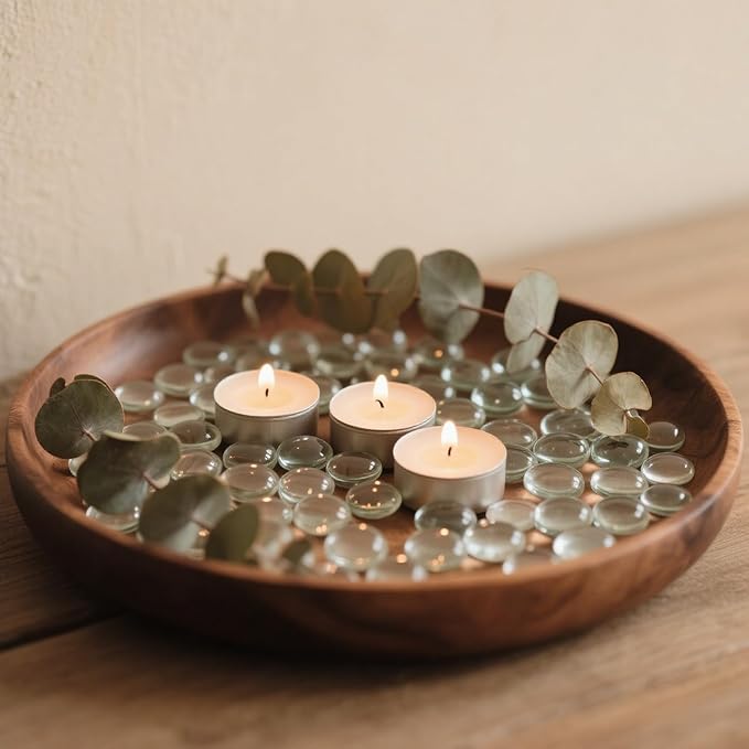 0.96LB Glass Beads Vase Filler Aquarium Gravel Decor Flat Glass Marbles Gems Pebbles Fish Tank Rocks Home Decorative Art Craft - Clear