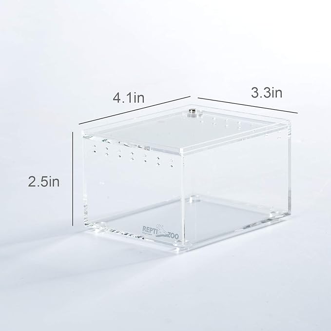 REPTI ZOO Magnetic Acrylic Case 4.1"x3.3"x2.5" Nano Enclosure Reptile Breeding Box Terrarium Cage Tank Tarantula Scorpion Sling Isopods Lizards Roach Invertebrates Insect Mantis