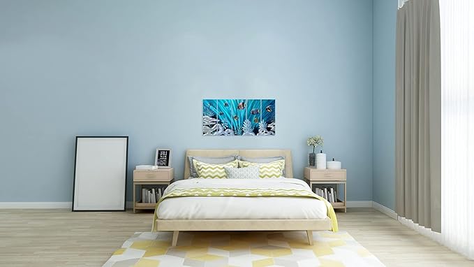 SYGALLERIER Fish Metal Wall Art Hand Crafted Large 3D Sea Life Pictures Modern Abstract Coastal Aluminum Artwork Contemporary Sculpture for Living Room Bedroom Dinning Decor