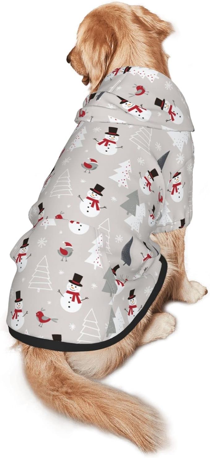 Christmas Gray Snowman Hoodie,Christmas Cosplay Dog Clothes with Pocket and Hat Winter Clothes Sweaters Medium