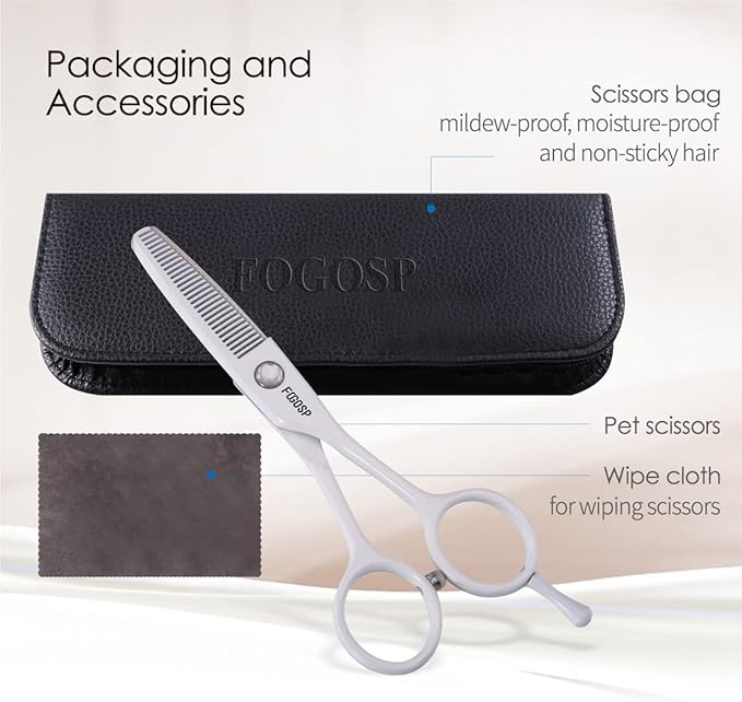 5 in Thinning Shears for Dogs Grooming Face for Small Dogs Eyes Face Paw Professional Small Cat Grooming Scissors(5" Blender,White)