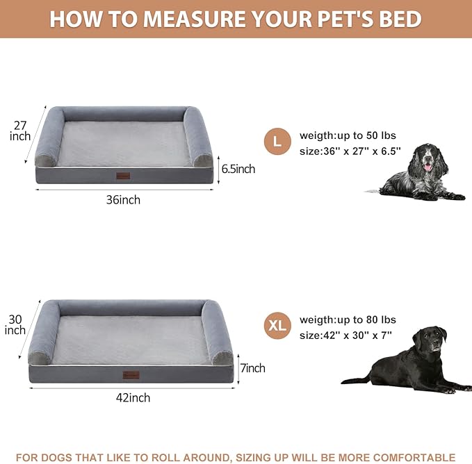 BFPETHOME Washable Dog Beds for Extra Large Dogs, Orthopedic Dog Bed Extra Large, Big Dogs Couch with Removable Washable Cover, Waterproof Lining and Nonskid Bottom, Egg-Crate Foam Pet Sofa