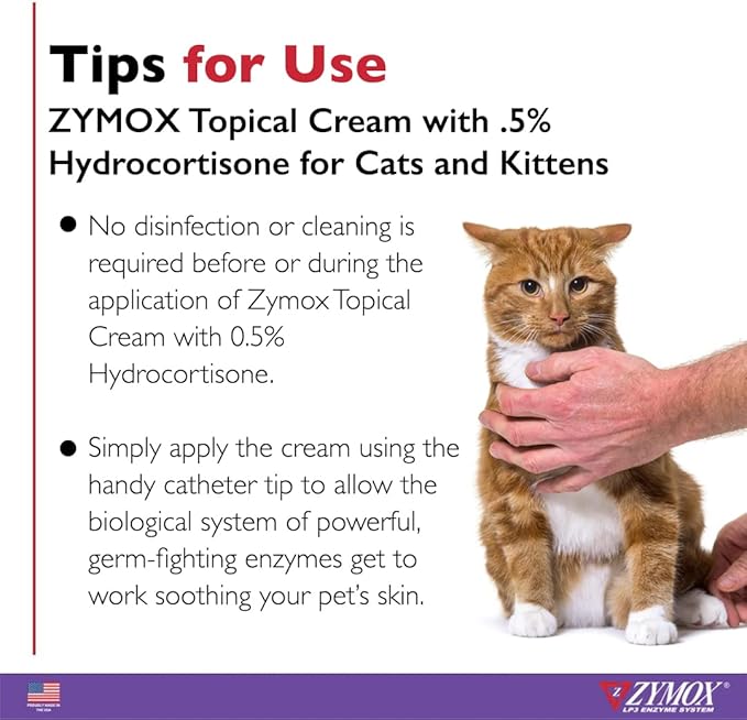 Zymox Cat & Kitten Topical Cream w/ .5% hydrocortisone - 1 oz. Tube