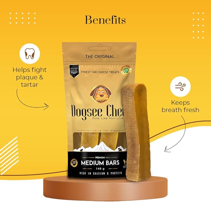 Dogsee Original Himalayan Yak Chews for Dogs (Medium - 2 Bars) | 100% Natural | Dog Treats Healthy | No Grain, No Gluten | for Teeth Cleaning