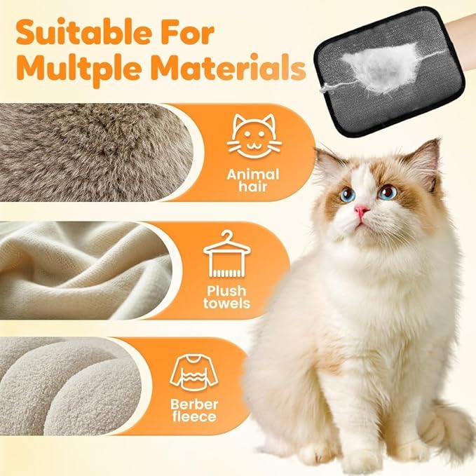 2 Upgraded Thickened Electrostatic Pet Hair Removal Gloves Brush,2025 New Reusable Cat Dog Hair Remover Grooming Gloves,Double Sided Washable Static Animal Fur Removal Tool for Couch,Carpet, Clothes