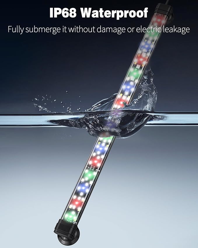 Pawfly 8 W Aquarium LED Light 16 Inch 24/7 Fish Tank Light with Full Spectrum IPX8 Waterproof Light Multi-Colored LEDs with D/N Mode Single Color Effects Timer and Adjustable Brightness