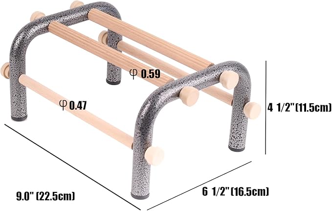 Small Bird Training Perch Table Stand for Parakeet Budgies Cockatiel Conure, Rustproof Durable Heavy Duty Metal Frame with 4 Wooden Bars for Bird to Play Climb and Exercise Toy