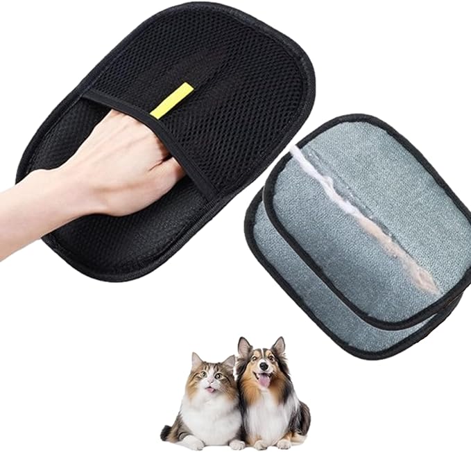 2 Pcs Pet Hair Removal Gloves for Dogs & Cats, Electrostatic Glove for Pet Hair, Cat Grooming Gloves for Hair Removal，Reusable Cat & Dog Hair Remover for Couch, Furniture, Carpet, Curtain