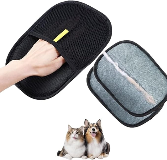 2 Pcs Pet Hair Removal Gloves for Dogs & Cats, Electrostatic Glove for Pet Hair, Cat Grooming Gloves for Hair Removal，Reusable Cat & Dog Hair Remover for Couch, Furniture, Carpet, Curtain