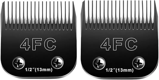 4FC Blades Dog Grooming Blades Compatible with Andis/Oster A5/Wahl KM-10 Series Dog Clippers,Detachable Clipper Replacement Blade,Black(4FC/2PCS)