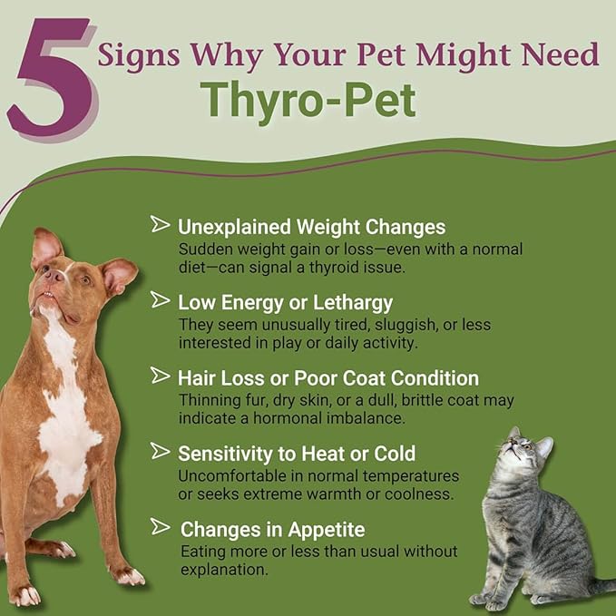 PetAlive Thyro-Pet – Herbal Thyroid Support Supplement for Dogs & Cats - Liquid Formula with Bladderwrack, Nettle, and Astragalus - Plant-Based Daily Drops for Healthy Thyroid Function – 2 oz Tincture