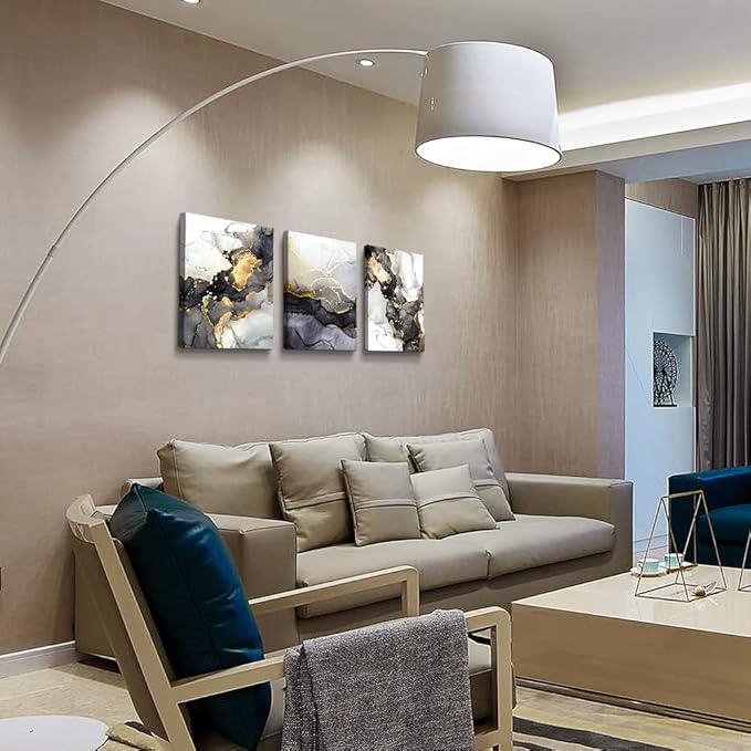 Boho Wall Decor - Abstract Ink Paintings, Framed Wall Art for Living Room, Bedroom & Office - 20" X 28" - 3 Piece Set