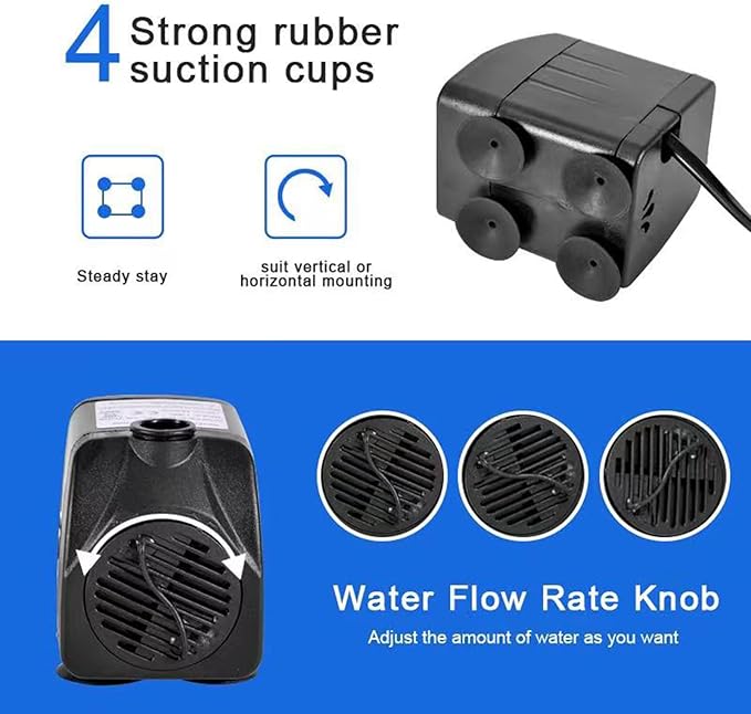 15W 1000L/H Submersible Fountain Water Pump with 12 Colorful LED Lights, Mushroom and Blossom Spray Head for Fountain,Pond,Outdoor Water Feature, Statuary Gardens,Aquarium Fish Tank