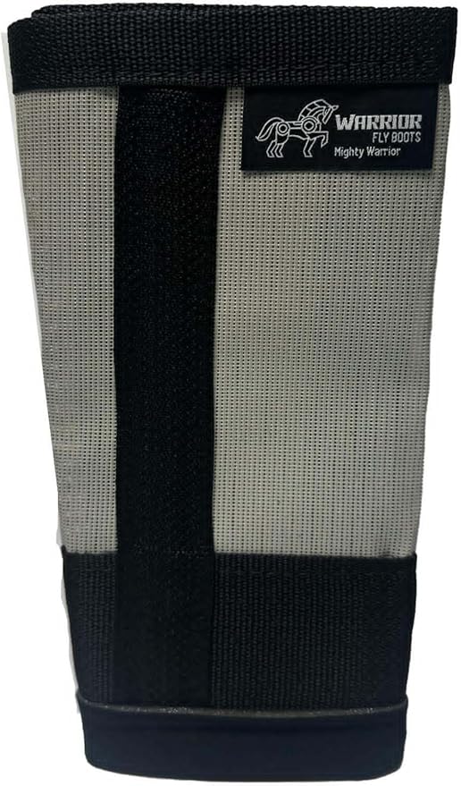 Warrior Fly Boots for Donkeys, Ponys, or Yearlings - Breathable Mesh Horse Boots for Fly Protection & Leg Comfort - Set of 4 (Mighty Warrior, Gray)