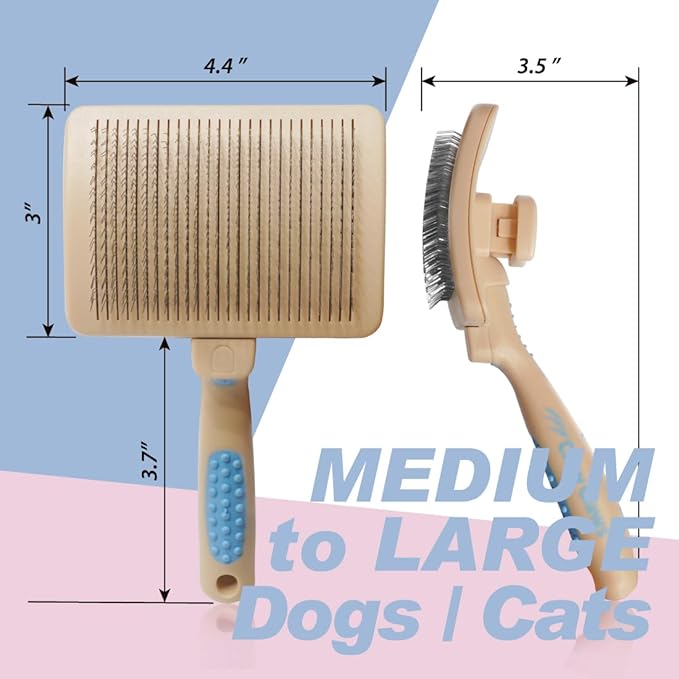 Pet Slicker Brush for Large Dogs, Plastic Handle, Gently Remove Tangled and Mats Hair, Pet Grooming Brush Tool, Sheepskin Wool Carders (5" Pad Quick Cleaning)