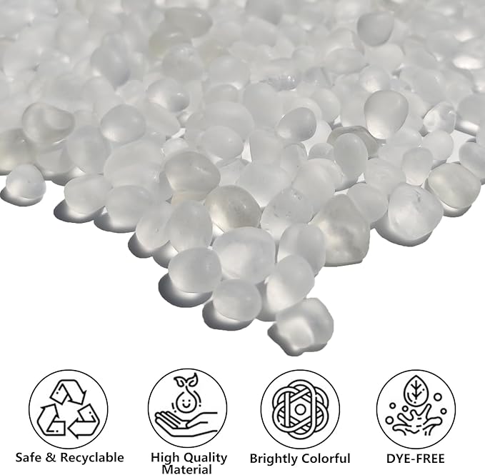 Sea Glass Stones - 0.9LB White Frosted Glass Pebbles Gemstones - Perfect for Aquarium Rocks, Fish Tank Gravel, Vase Fillers, DIY Crafts, and Home Decor