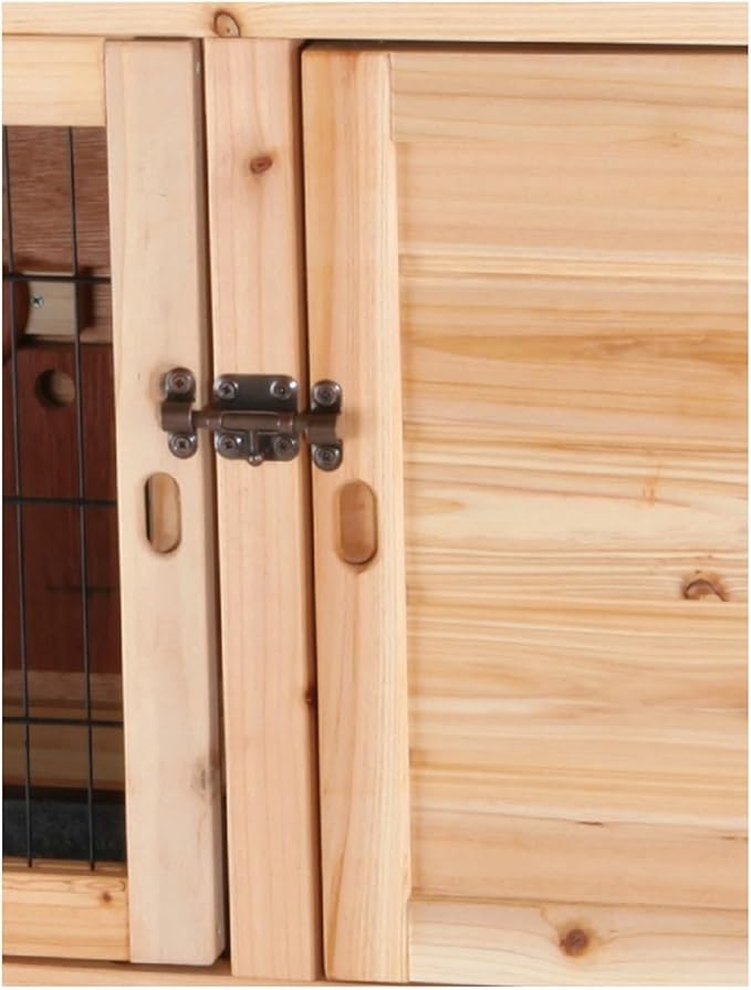 Trixie 2-Story Rabbit Hutch with Retreat Area, Non-Slip Ramp, Hinged Roof with Locking Arm, 4 Doors, 2 Metal Slide Latches, and Pull-Out Trays for Easy Cleaning