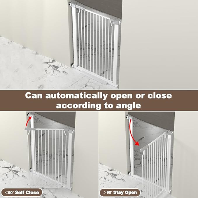 41" Extra Tall and Wide Baby Gate, 68.5-72.2'' Wide Pet Cat Gate for Doorway, Extra Wide Pressure Mounted Child Door with Expansion Kit, Metal Safe Gate, Tall Dog Gate, White