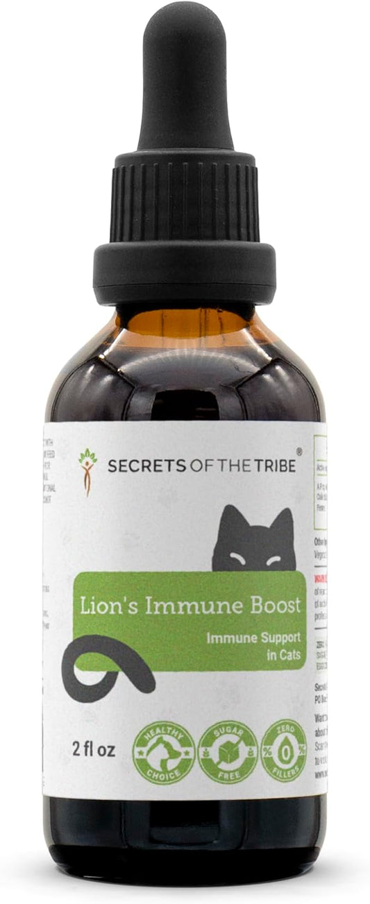 Lion's Immune Boost | Natural Herbal Dietary Supplement | Immune Support in Cats | Alcohol-Free Extract, Elder Flowers, Calendula, Dandelion Root, Lemon Balm, Fennel 2 oz
