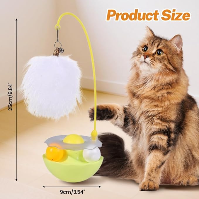 Interactive Cat Feather Toys, 2025 New Catnip Toy, Multifunctional Cat Teaser, Durable Track Ball Pet Toy for Indoor Play, Premium Pet Exercise Toy for Kittens and Adults (Green)