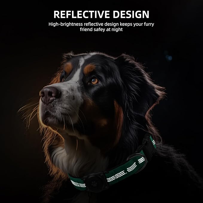 Upgraded AirTag Dog Collar, IP68 Waterproof Air Tag Dog Collar Holder, Reflective, Ultra-Durable, Comfortable Padded, Heavy Duty Dog Collars for Small Medium Large Dogs (XL (15.6"-22"), Teal)