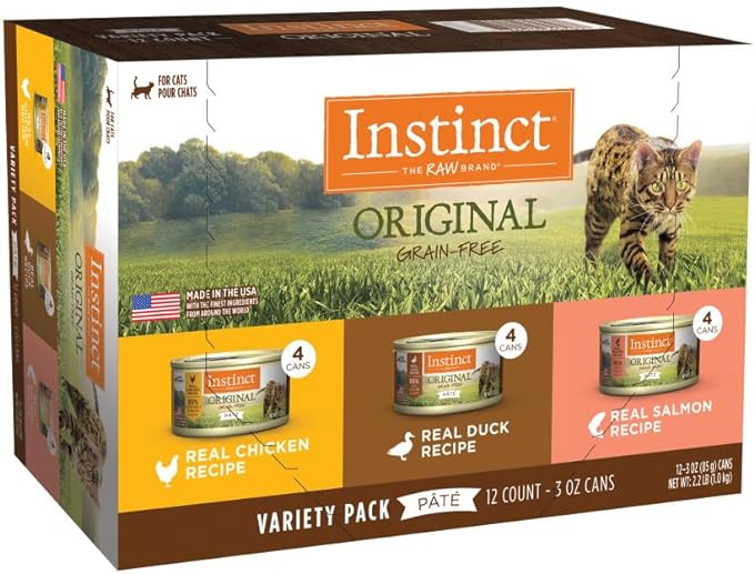 Instinct Original Grain Free Recipe Variety Pack Natural Wet Canned Cat Food by Nature's Variety, 3 Ounce (Pack of 12)