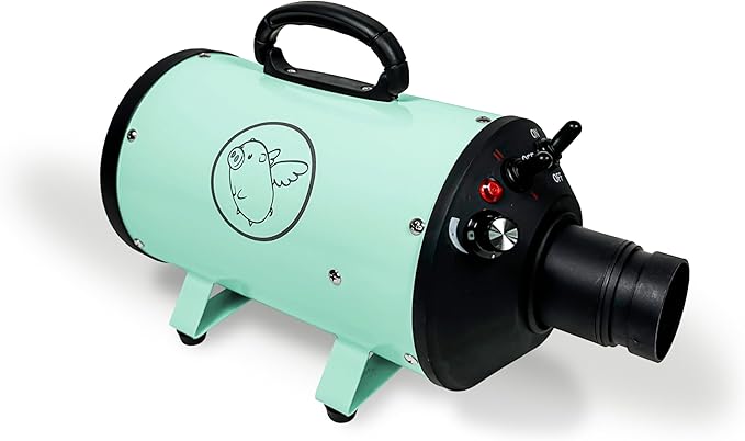 Flying Pig High Velocity Dog Pet Grooming Dryer w/Heater (Flying One, Mint w/Grey Logo)