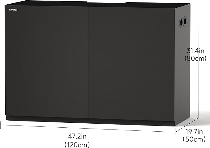 LANDEN Aquarium Wooden Stand and Cabinet for up to 72.2 Gal Tank, Fish Reptile Sea Salt WaterTank Stand, Nano Foam Leveling Mat Included, W47.2xD19.7xH31.5 in, Wooden Matte Black Painted(Stand Only)