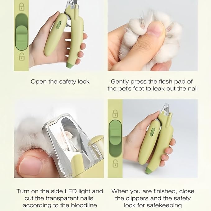 LED Pet Nail Clippers,Upgrade Cat Nail Clipper with Light,Cat Claw Trimmer Nail Clippers for Dogs,Trim Your Pets Nails Easy and Pain-Free Grooming Tool for Small Animals (Purple)