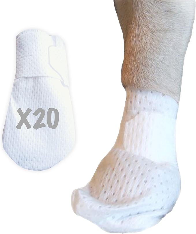 Medimitt Paw Bandages for Dogs, Cats and Pets – Stretchy Medical Booties, First Aid for Paws – Non Slip, Non Adhesive, Breathable, Disposable, Washable, Adjustable Strap, Value Pack (X-Large 20-Pack)