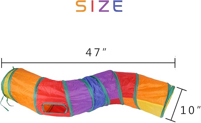 iCAGY Cat Tunnel for Indoor Cats Interactive, Rabbit Tunnel Toys, Pet Toys Play Tunnels for Cats Kittens Rabbits Puppies Crinkle Pop Up Rainbow 47" Shape S