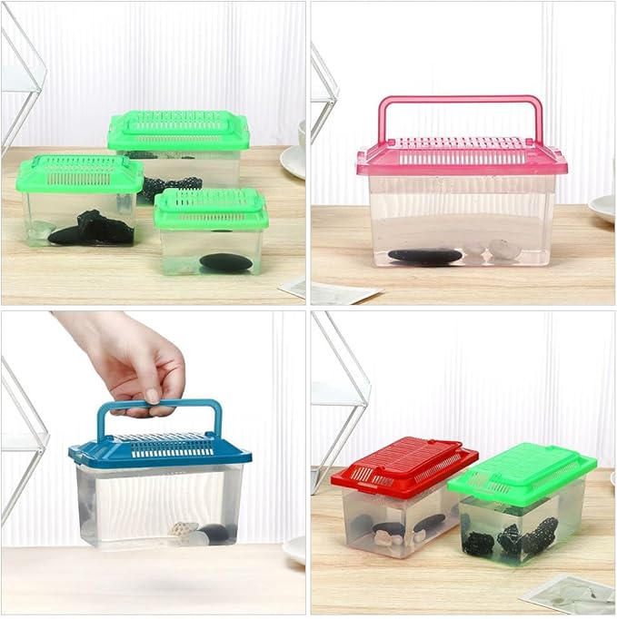 Plastic Turtle Fish Tank Handheld Aquarium Reptisoil Reptile Storage Nest Plastic Fish Bowls Bearded Dragon Habitat Glass Containers Lizards Reptile Feeding Tank Animal Turtle Tank